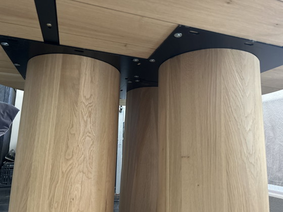 Unique round solid oak dining table – Wood, Metal (photo 5 of 5)