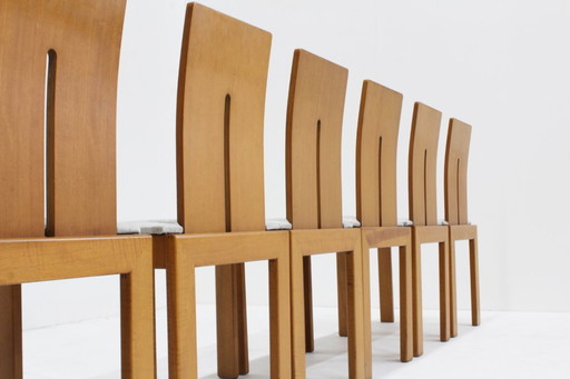 Juego de 8 sillas de comedor italianas vintage