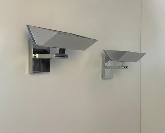 Image 1 of Coppia di applique vintage regolabili, metallo cromato, Francia 1970