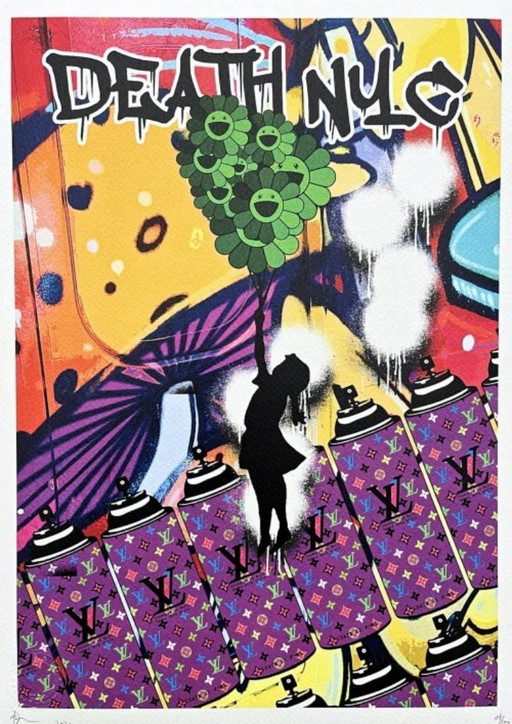 Death NYC - Ragazza con palloncino e spray di Murakami - Edizione limitata con certificato