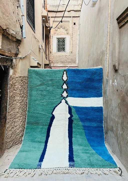 Alfombra bereber grande, hecha a mano con técnicas tradicionales, 150 x 350 cm. – vloerkleden en tapijten, Wool