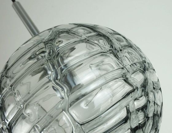 Image 1 of no. 2 de 2 - élégante lampe suspendue mid century doria-leuchten verre et métal gris clair et fumé années 60 70 suspension