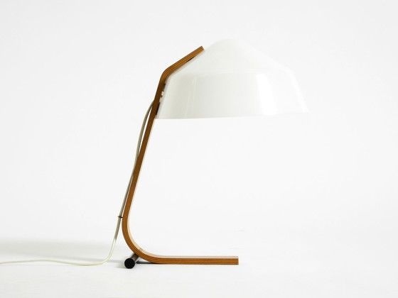 Image 1 of Lampada da tavolo originale Space Age anni '60 in compensato con paralume in plastica di Temde