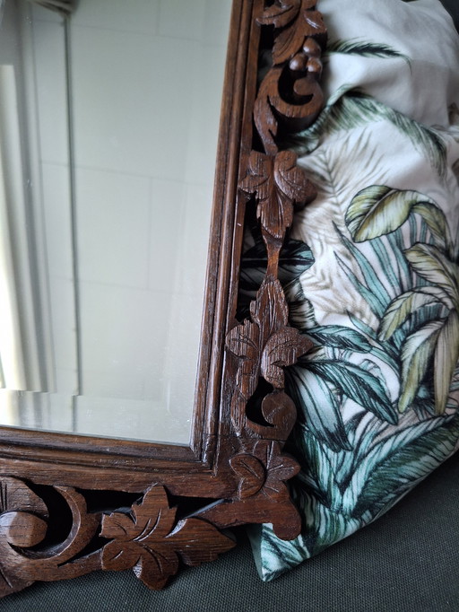 Gorgeous Mirror with Oriental Woodcarving