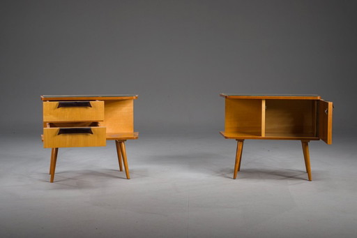 Vintage Duitse kersenhouten nachtkastjes, jaren 60, set van 2