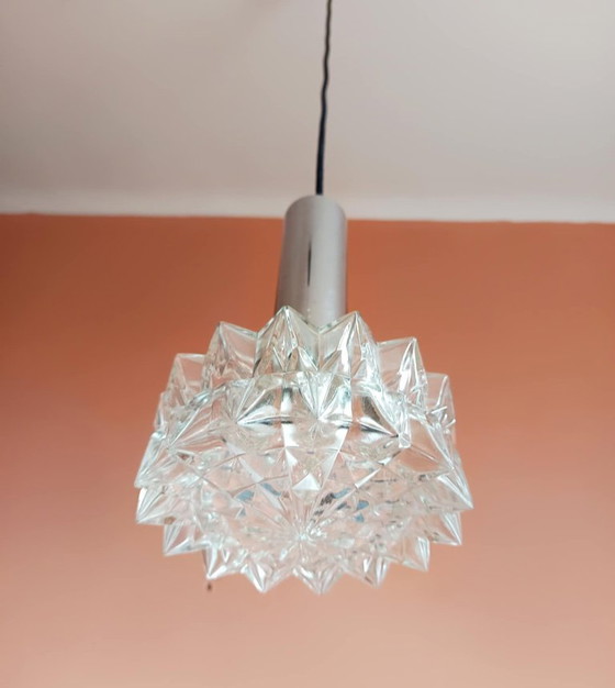 Image 1 of Lampada a sospensione Space Age in cromo e vetro, Germania, 1970