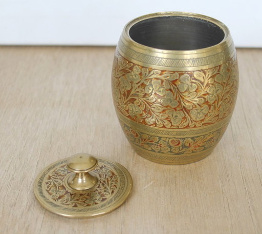 Pot indien vintage en forme de tonneau, milieu du XXe siècle - années 1960