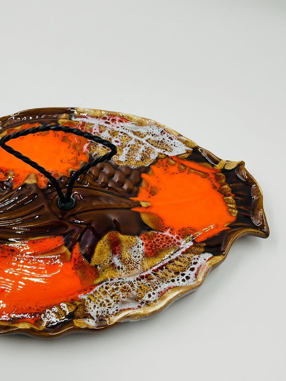 Image 1 of Piatto da pesce vintage in ceramica Vallauris, arancione