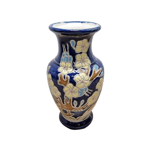 Vintage French Ceramic Cobalt Blue Vase