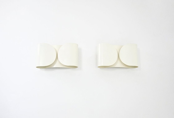Image 1 of Witte Foglio wandlampen van Tobia & Afra Scarpa voor Flos, jaren 60, set van 2