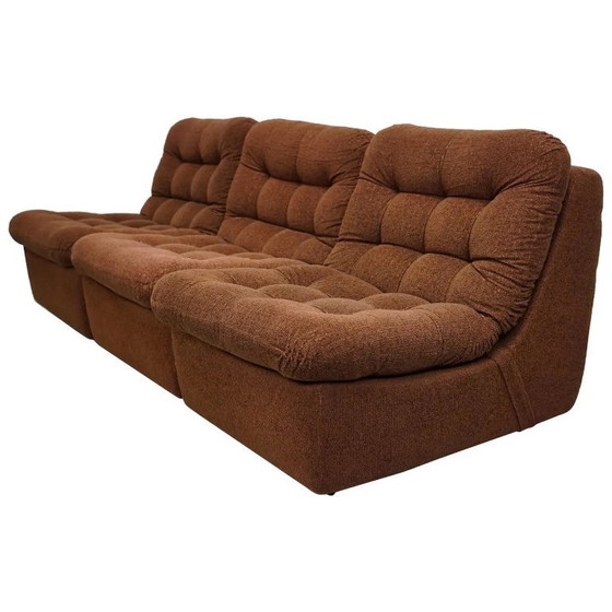 Image 1 of Divano modulare tedesco vintage a 3 posti in bouclé marrone, anni '70