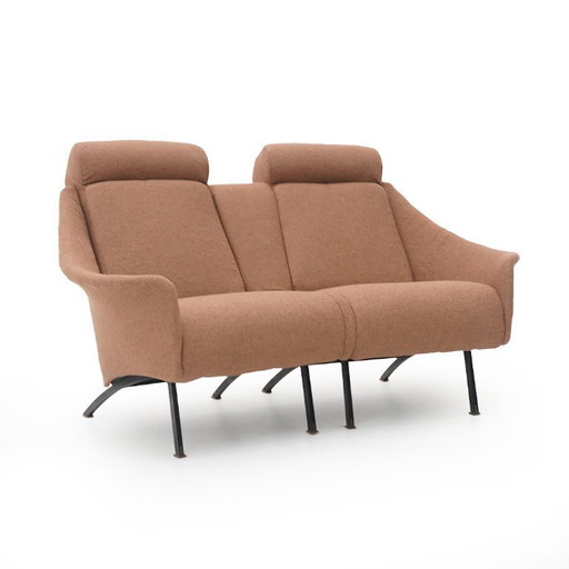 2-seater sofa in hazelnut bouclé, 1950s