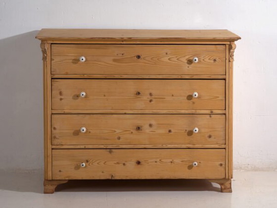 Antique solid pine chest of drawers – Carved rustic European dresser – circa 1900 (photo 29 of 40)