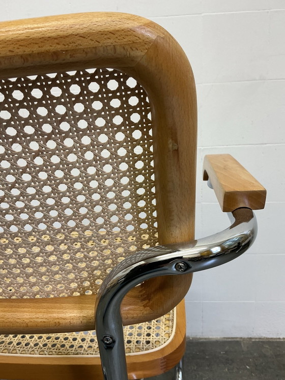 1 x Vintage Cesca stoel, Eetkamerstoelen, Chroom, Hout, Zilver (foto 13 van 15)
