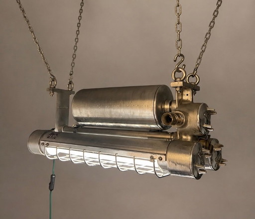 KOKOSHA Japan Vintage Industrial Lamp – Restored & New Electrical System – plafondlampen, Aluminium (photo 2 of 5)