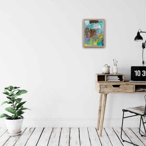 Image 1 of Guazzo astratto su carta colorata, 40x30cm