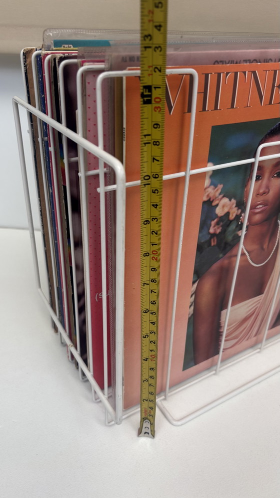 Image 1 of Porta dischi in vinile vintage / supporto per LP in filo d'acciaio bianco