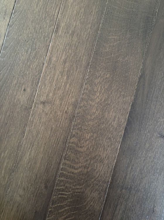 Eettafel van rustiek eiken, Oak Rustic Collection, Hout, Metaal, Zwart, Modern (foto 5 van 5)