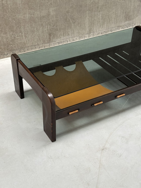 Image 1 of Couchtisch aus der Mitte des 20. Jahrhunderts aus Wengeholz mit Rauchglas