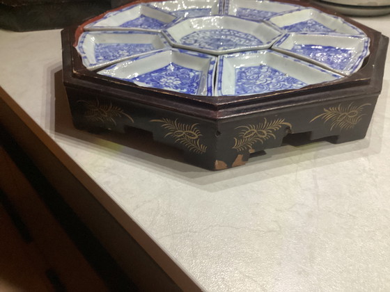 Image 1 of Set di porcellana Horse deuvré in scatola laccata