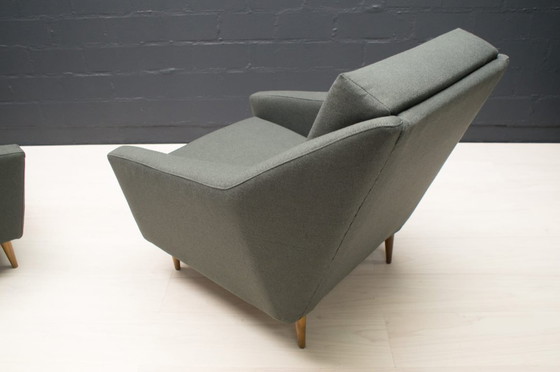 Image 1 of Set di poltrone in legno e tessuto di Eddie Harlis per Hans Kaufeld, anni '60