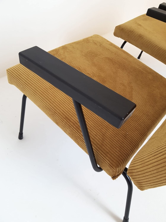2 Vintage Gispen Armchairs Model 1407 Wim Rietveld Yellow Rib – Polyester, Metal (photo 10 of 15)