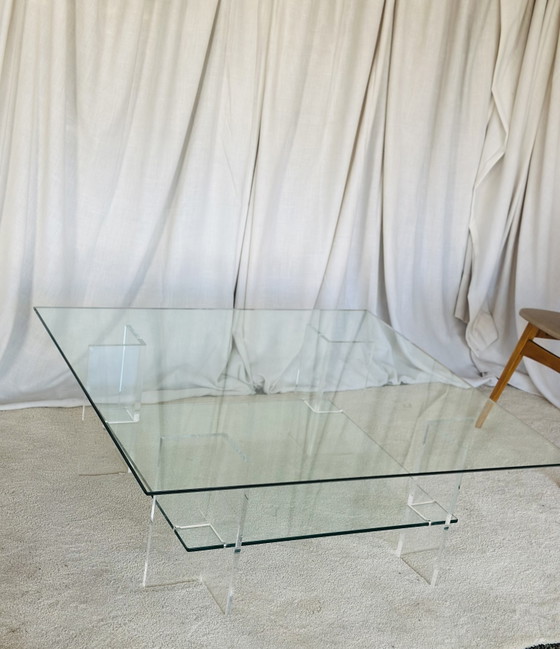 Image 1 of Glass Coffee Table Vintage Design Plexiglass Midcentury