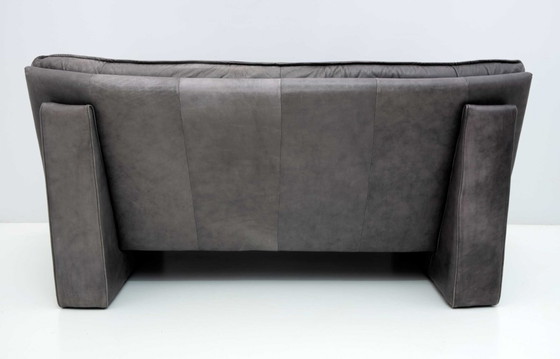 Image 1 of Paar Nicoletti Salotti postmoderne Italiaanse leren banken, jaren 80