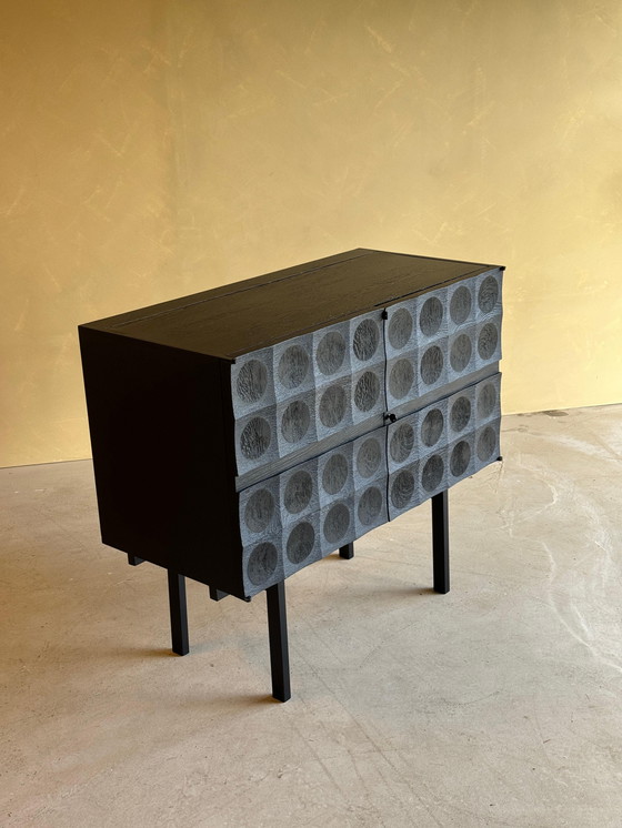 Image 1 of Brutalist Bar Cabinet in Black Stained Oak by J. Batenburg for MI Belgium