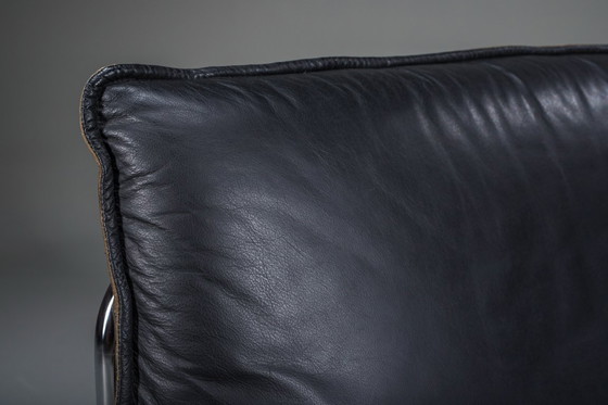 Image 1 of Bauhaus Lounge Chair in Black Leather attributed to Johan Bertil Häggström for Swed-Form / Ikea, Sweden, 1970s