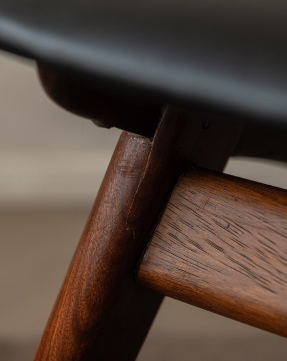 Image 1 of Vintage Dining Chairs by Louis van Teeffelen for AWA (Set of 6) | Reupholstered in Black Skai | Dutch Mid-Century | 1960s
