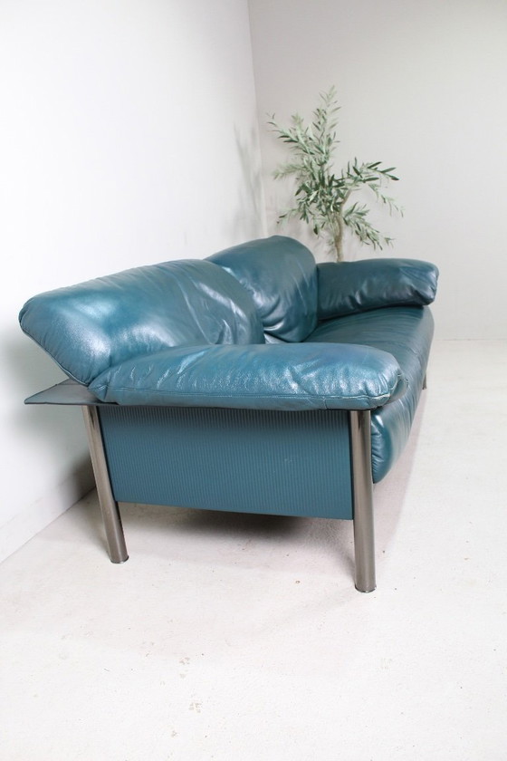 Image 1 of Divano vintage in pelle blu di design italiano