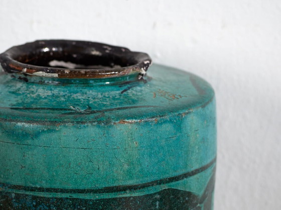 Antique tall turquoise green vase (c.1820) #30 (photo 11 of 40)
