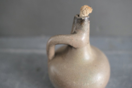 Image 1 of Vintage Set of 3 Ceramic Oil Lamps in Brown Shades