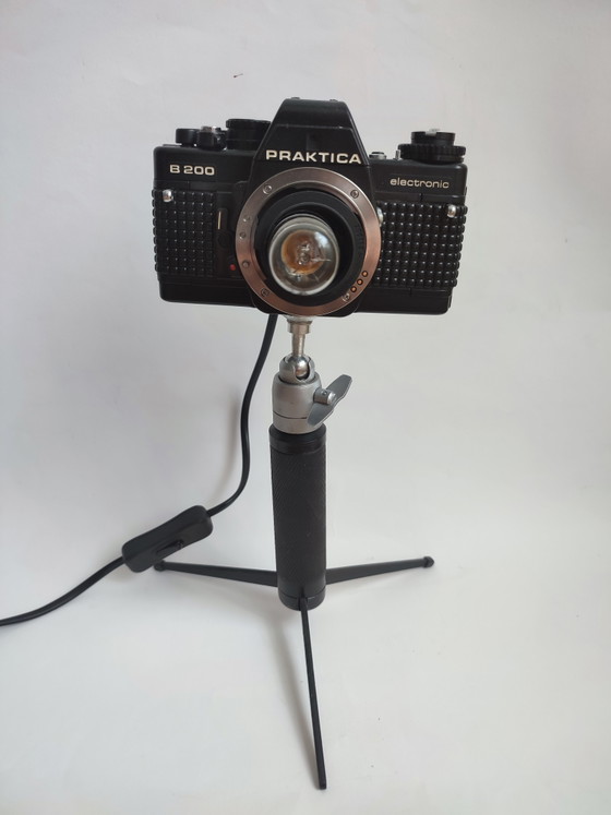 Vintage camera Praktika lamp on tripod – Praktica, Table lamps, Glass, Metal (photo 3 of 5)