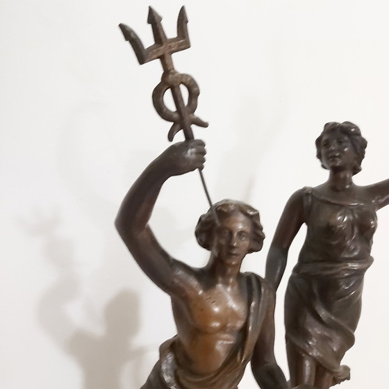 Image 1 of Repisa de chimenea francesa antigua en bronce artificial