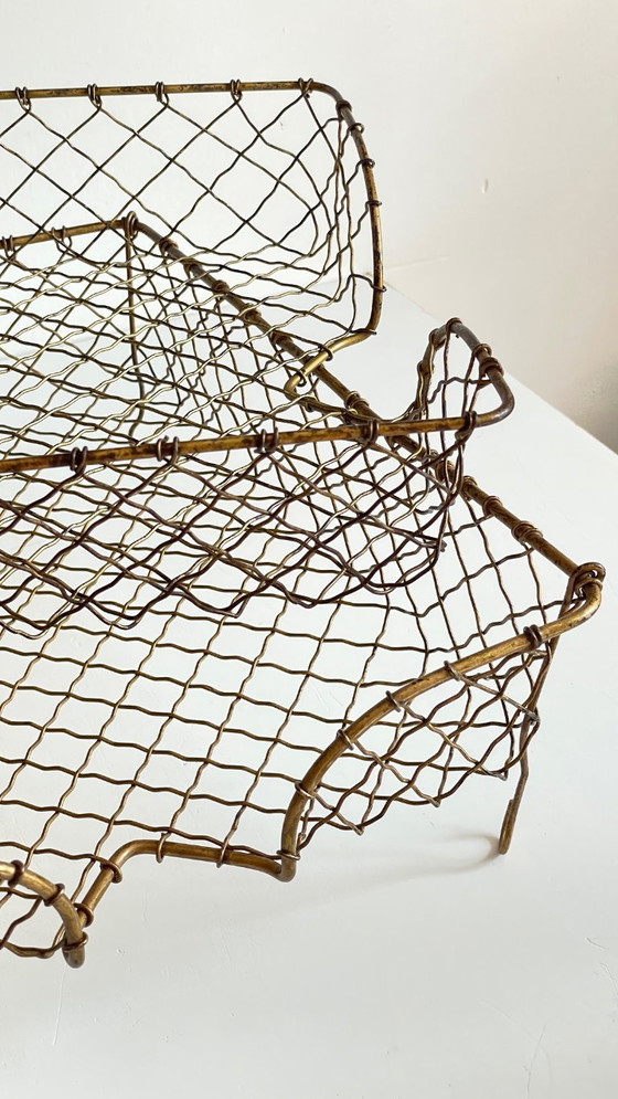 Image 1 of Vintage brass wire letter trays