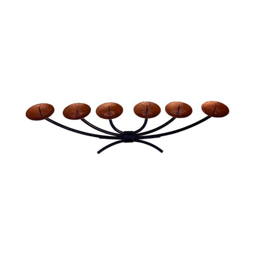 Kerzenleuchter aus Metall mit geschmiedeten Kupferplatten - Metallarbeiten, Skandinavien, 1970er Jahre.