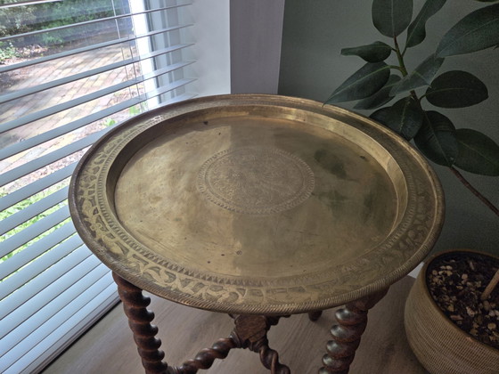 Image 1 of Art decco tafel met koperen blad 
