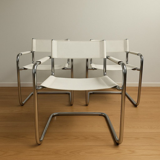3X Chaise de salle à manger (S34) Par Mart Stam