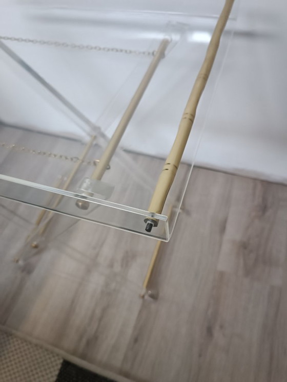 Folding Side Table Plexiglas Brass 1970s (photo 9 of 10)