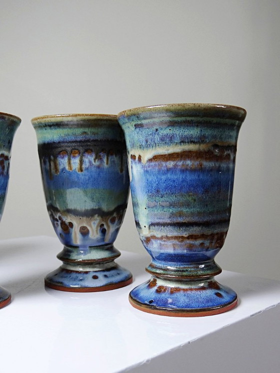 Image 1 of Set of 5 glazed ceramic mazagrans, 1960s-1980s