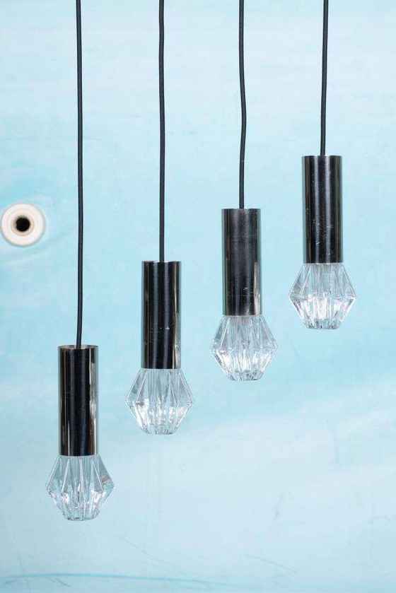 Image 1 of Space age glass pendant lights, 70s minimalist glass pendants