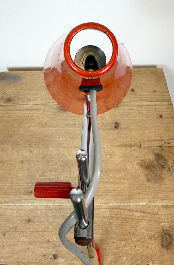 Vintage Red Table Lamp by Josef Hůrka for Lidokov, 1960s – Iron, Chrome (photo 16 of 21)
