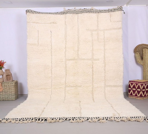 Image 1 of Authentic Beni Ouarain Rug, Ecru, Handmade in Soft Wool - 300x200cm