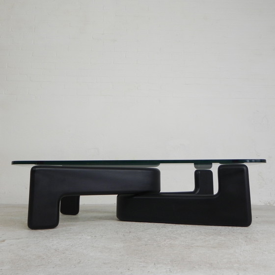 Image 1 of Table basse vintage avec base en bois noir organique, 1970