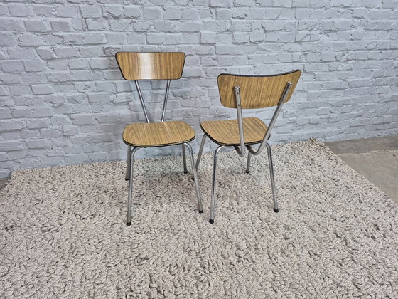 Set di 4 Sedie da Cucina Vintage Brabantia, Formica Effetto Legno con Bordo Nero e Oro, Paesi Bassi, Anni (photo 3 of 9)