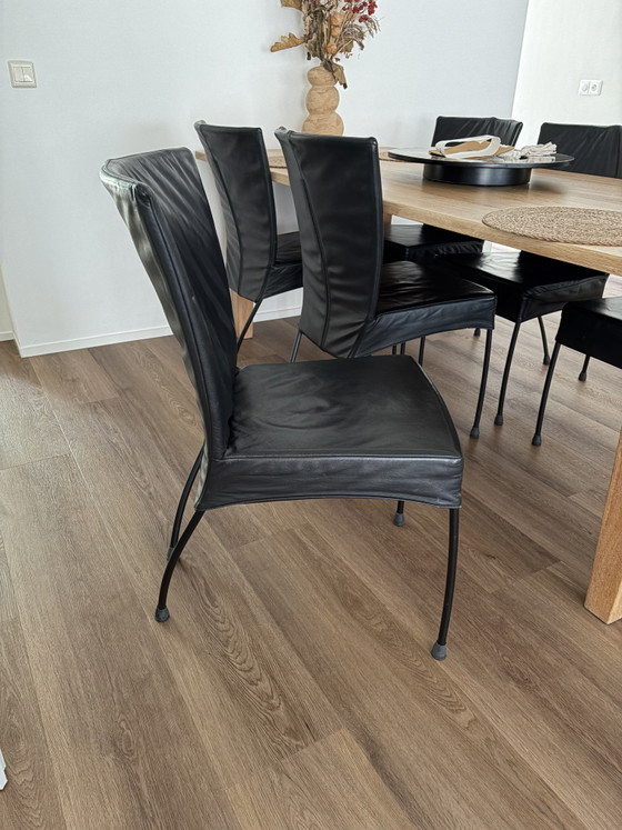 Oak table with Spica chairs – Dining chairs, Leather (photo 3 of 5)
