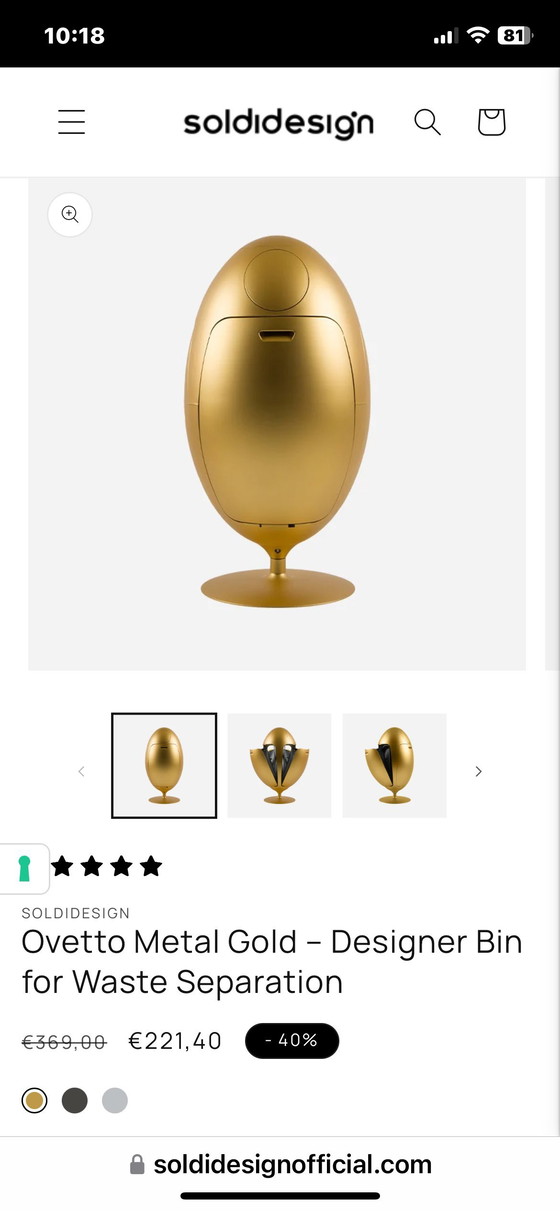 Image 1 of Contenitore in metallo dorato Ovetto