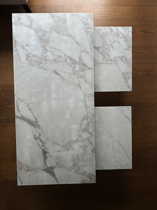 Metaform Coffee Table Set - Light Marble (1 Large + 2 Small) - New price €2100 - Sharp Price due to Damage